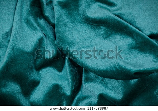 Blue Green Velvet Draped Velour Background Stock Photo Edit Now