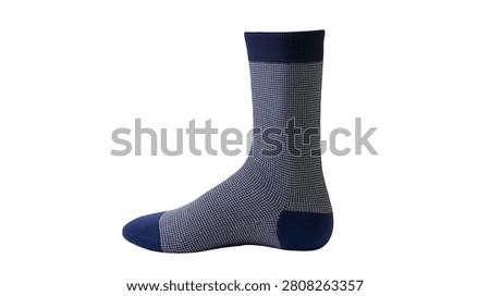 Blue and grey houndstooth patterned cotton dress sock