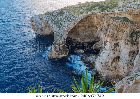 Blue Grotto, Malta, cliff and sea side, lagoon in europe