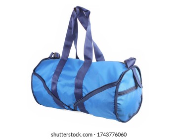 Blue Gym Duffel Bag Isolated On White Background