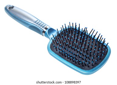 Blue Hair Brush Isolated On White Background