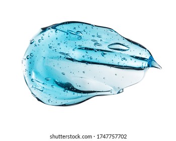 Blue Hair Gel Soap Cream Cosmetic Or Alcohol Gel Bubble Isolated On White Background On Top View Photo Object Design With Clipping Path