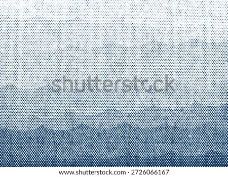 Blue halftone dots create a soft, misty cloud layer with a gentle horizontal fade, lighter at the top and denser toward the bottom, printed on textured paper.