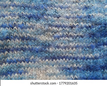 Blue Hand Knitted Mohair Texture