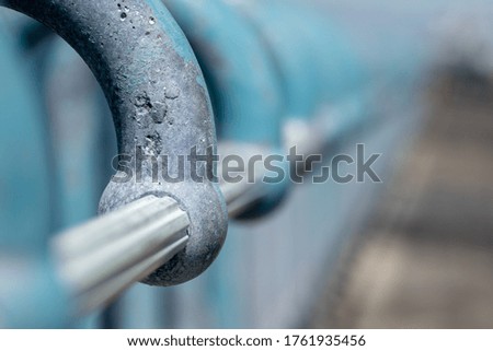 blue handrail in the sequence