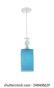 Blue Hanging Lamp Isolated On White Background. 