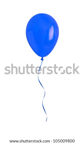 blue happy air flying ball isolated on white