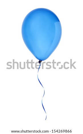 blue happy air flying balloon isolated on white background