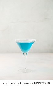 Blue Hawaii  Cocktail With Blue Curacao Liqueur, Vodka And Soda.