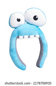 Blue Headband Isolated On White Background. Fabric Headband Decoration With Cartoon Hero