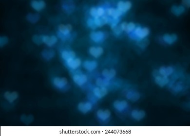 Blue  Heart Bokeh Background, Love Concept,abstract Background