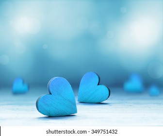 Blue Hearts On A Blue Background.