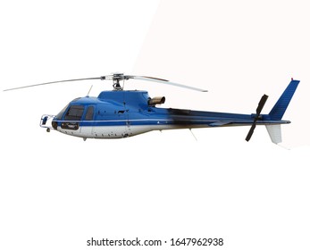 Blue helicopter with hidden landing gear
