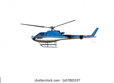 Blue helicopter isolated on white
