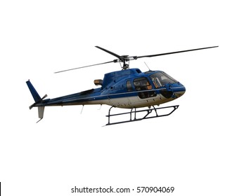 Blue helicopter isolated on the white background                                     