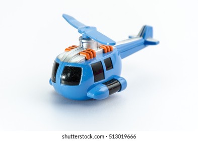 Blue Helicopter Mini Chopper Plastic Toy For Cop  On White