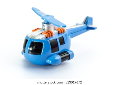 Blue Helicopter Mini Chopper Plastic Toy For Cop  On White