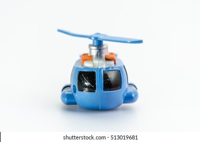 Blue Helicopter Mini Chopper Plastic Toy For Cop  On White