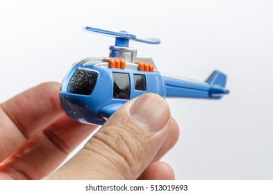 Blue Helicopter Mini Chopper Plastic Toy For Cop  On White