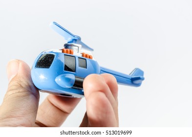 Blue Helicopter Mini Chopper Plastic Toy For Cop  On White