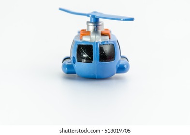 Blue Helicopter Mini Chopper Plastic Toy For Cop  On White