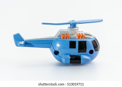 Blue Helicopter Mini Chopper Plastic Toy For Cop  On White