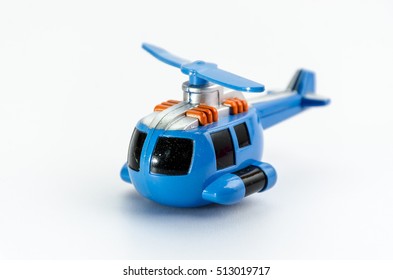 Blue Helicopter Mini Chopper Plastic Toy For Cop  On White