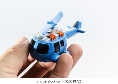 Blue Helicopter Mini Chopper Plastic Toy For Cop  On White