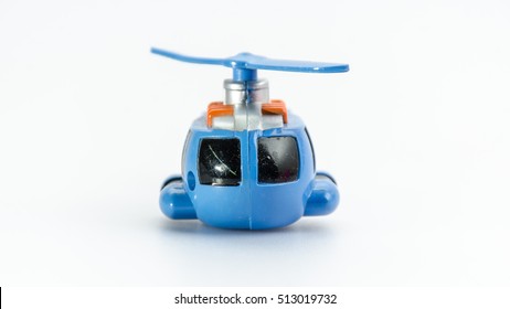 Blue Helicopter Mini Chopper Plastic Toy For Cop  On White