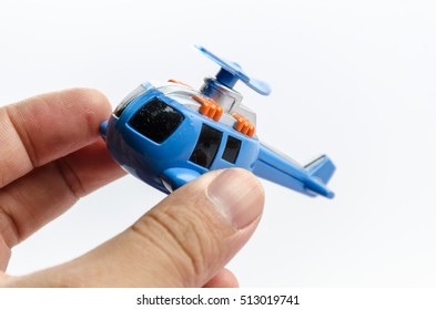 Blue Helicopter Mini Chopper Plastic Toy For Cop  On White