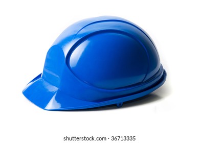 Blue Helmet Isolated On White Background