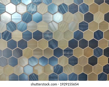 A blue hexagonal shape pattern vintage background.