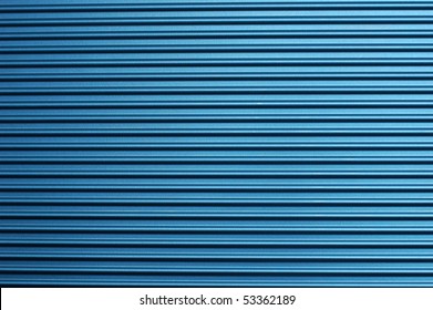 Blue Horizontally Corrugated Metal Wall