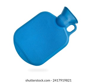 Blue hot water bag isolated on white background with clipping path. A hot water bottle on white.