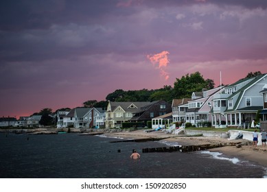 Blue Hour After Sunset In Madison Connecticut From East Wharf Beach