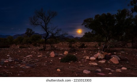 Blue Hour Moonrise Supermoon Flinders Ranges Scenic Australia Full Moon 