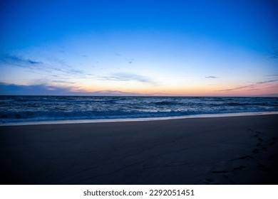 Blue hour on the beach after sunset North Sea Denmark