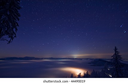 Blue Hour And Stars In The Alps