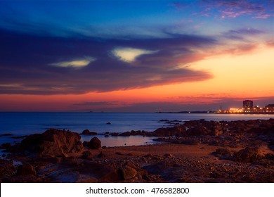 Blue Hour. Sunset On Montevideo