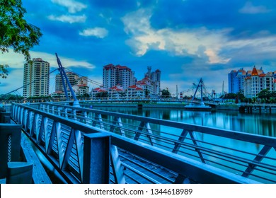 Blue Hour At Tanjong Rhu Lookout, Singapore