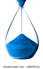 Blue Hourglass On White Background.