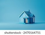 blue house, real estate concept, blue background