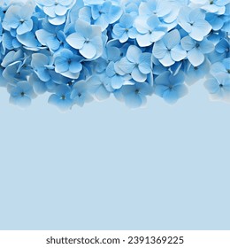 blue hydrangea flower border on blue background with copy space. Blue hydrangea flowers on a blue background with space for text.  - Powered by Shutterstock