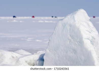 Blue Ice Chunks On Saginaw Bay.