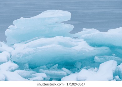 Blue Ice Chunks On Saginaw Bay.