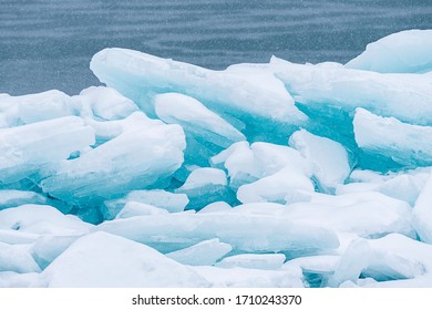 Blue Ice Chunks On Saginaw Bay.