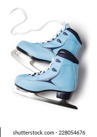 Blue Ice Skates On White Background