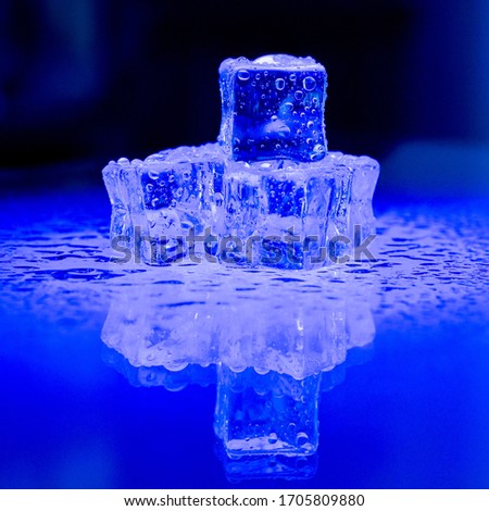 blue icecube on the mirror