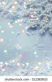 Blue Icy Background With Snowflakes