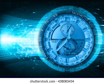 blue illustration of technology internet network computer background with binary number, style. infographics. Information. motion blur. pixel. Binary digit. number. Odometer,clock, watch, cyber